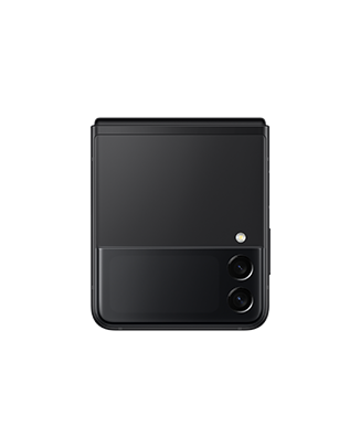 Telefon Telefon Samsung Galaxy Z Flip 3 negru pliat fotografiat din spate cu camere foto vizibile