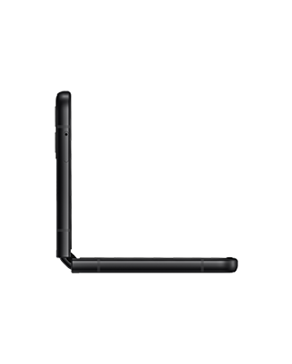 Telefon Telefon Samsung Galaxy Z Flip 3 negru semipliat, fotografiat din lateral dreapta