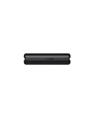 Telefon Telefon Samsung Galaxy Z Flip 3 negru pliat fotografiat de sus.