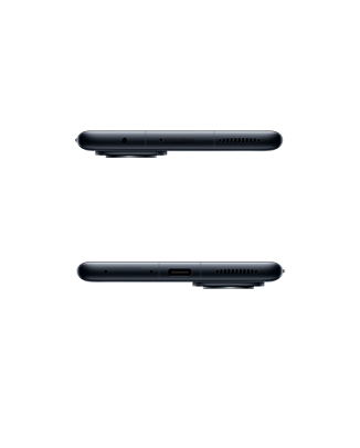 Telefon Doua telefoane 12 PRO 5G negru cu fata in sus, fotografiate din lateral