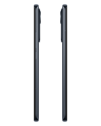 Telefon Doua telefoane 12 PRO 5G negru, fotografiate din lateral, unul cu spatele la celalalt
