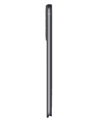 Telefon Telefon Samsung Galaxy S21 FE negru in picioare, fotografiat din lateral dreapta