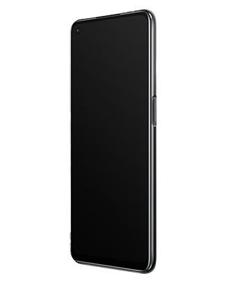Telefon Telefon OPPO A54 5G Negru, fara imagine de fundal, privit din fata de la un unghi de 20 de grade spre dreapta
