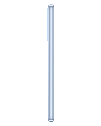 Telefon Telefon Samsung Galaxy A33 5G Albastru, privit din lateral, pe un fundal alb