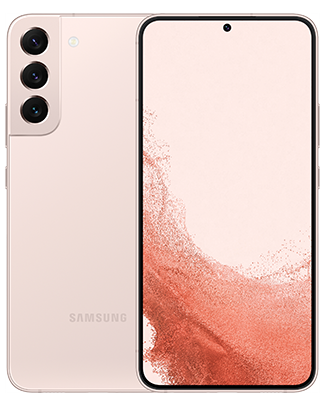 Telefon Doua telefoane Samsung Galaxy S22+ roz unul cu spatele si unul cu fata