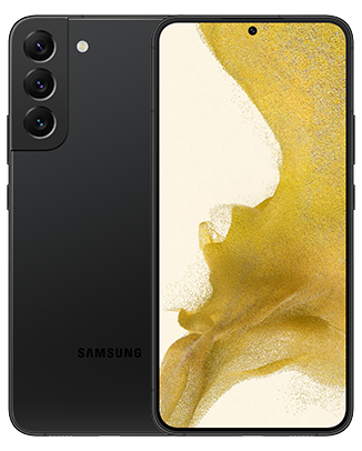 Telefon Doua telefoane Samsung Galaxy S22+ negre unul cu spatele si unul cu fata