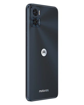 Telefon Telefon Motorola E22, negru, privit din stanga spate, observandu-se cele 2 camere