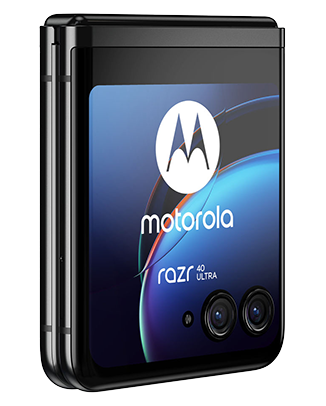 Telefon Telefon Motorola Razr 40 Ultra, negru, privit din stanga spate, inchis observandu-se cele 2 camere