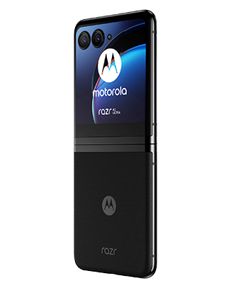 Telefon Telefon Motorola Razr 40 Ultra, negru, privit din dreapta spate, deschis observandu-se cele 2 camere