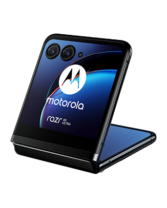 Telefon Telefon Motorola Razr 40 Ultra, negru, privit din dreapta spate, partial deschis, observandu-se cele 2 camere