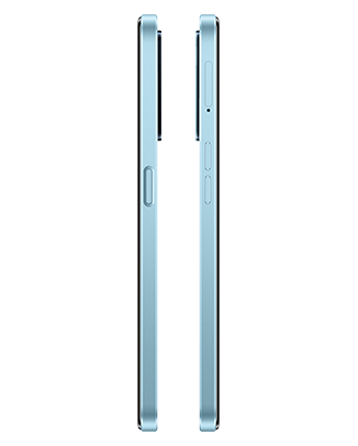 Telefon Telefon OPPO A57s Albastru, vizibil din laterale, observadu-se butoanele pentru volum si butonul de blocare