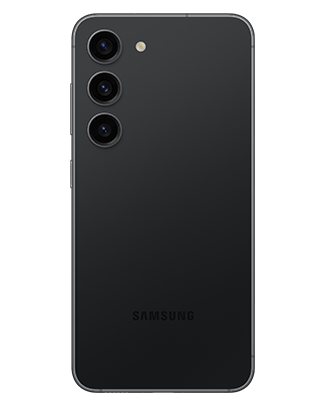 Telefon Telefon Samsung Galaxy S23, negru, privit din spate, observandu-se cele 3 camere
