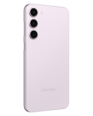 Telefon Telefon Samsung Galaxy S23 Plus, mov, privit din stanga spate, observandu-se cele 3 camere