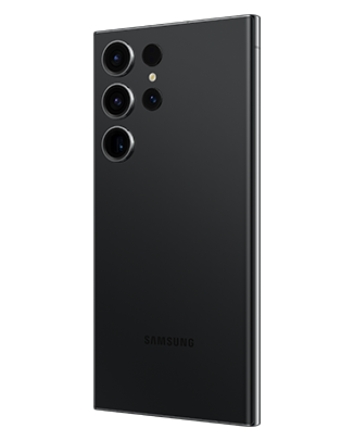 Telefon Telefon Samsung Galaxy S23 Ultra, negru, privit din dreapta spate, observandu-se cele 4 camere