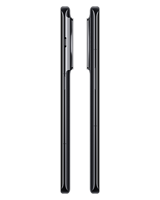 Telefon Telefon OnePlus 11 5G, negru, vizibil din laterale, observadu-se butoanele pentru volum si butonul de blocare