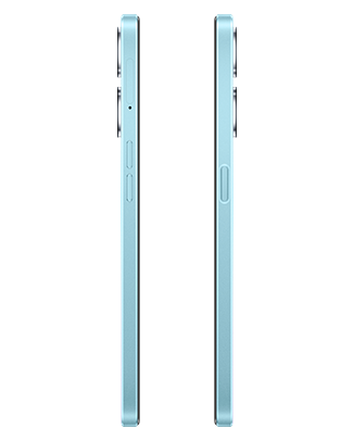 Telefon Telefon OPPO A78, albastru, vizibil din laterale, observadu-se butoanele pentru volum si butonul de blocare
