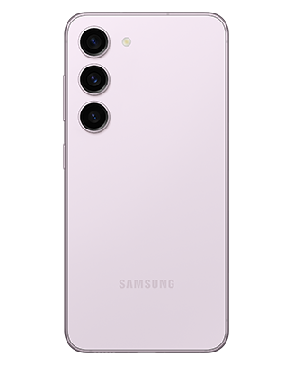 Telefon Telefon Samsung Galaxy S23, mov, privit din spate, observandu-se cele 3 camere