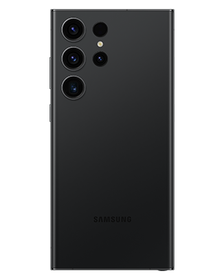 Telefon Telefon Samsung Galaxy S23 Ultra, negru, privit din spate, observandu-se cele 4 camere