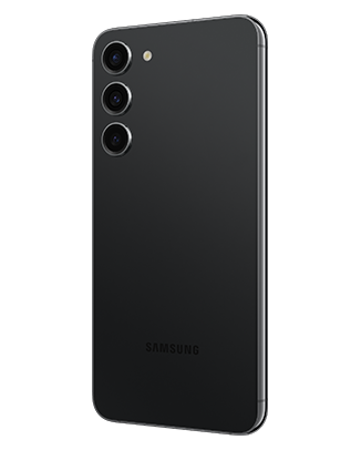 Telefon Telefon Samsung Galaxy S23 Plus, negru, privit din dreapta spate, observandu-se cele 3 camere