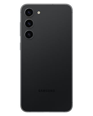 Telefon Telefon Samsung Galaxy S23 Plus, negru, privit din spate, observandu-se cele 3 camere