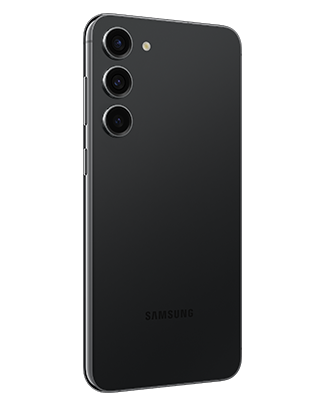 Telefon Telefon Samsung Galaxy S23 Plus, negru, privit din stanga spate, observandu-se cele 3 camere